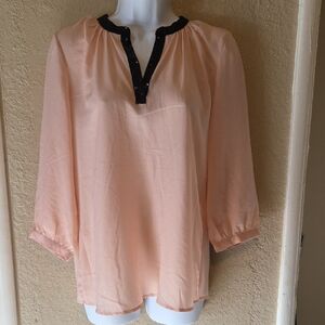 Old Navy Peach Blouse with Black Accents
